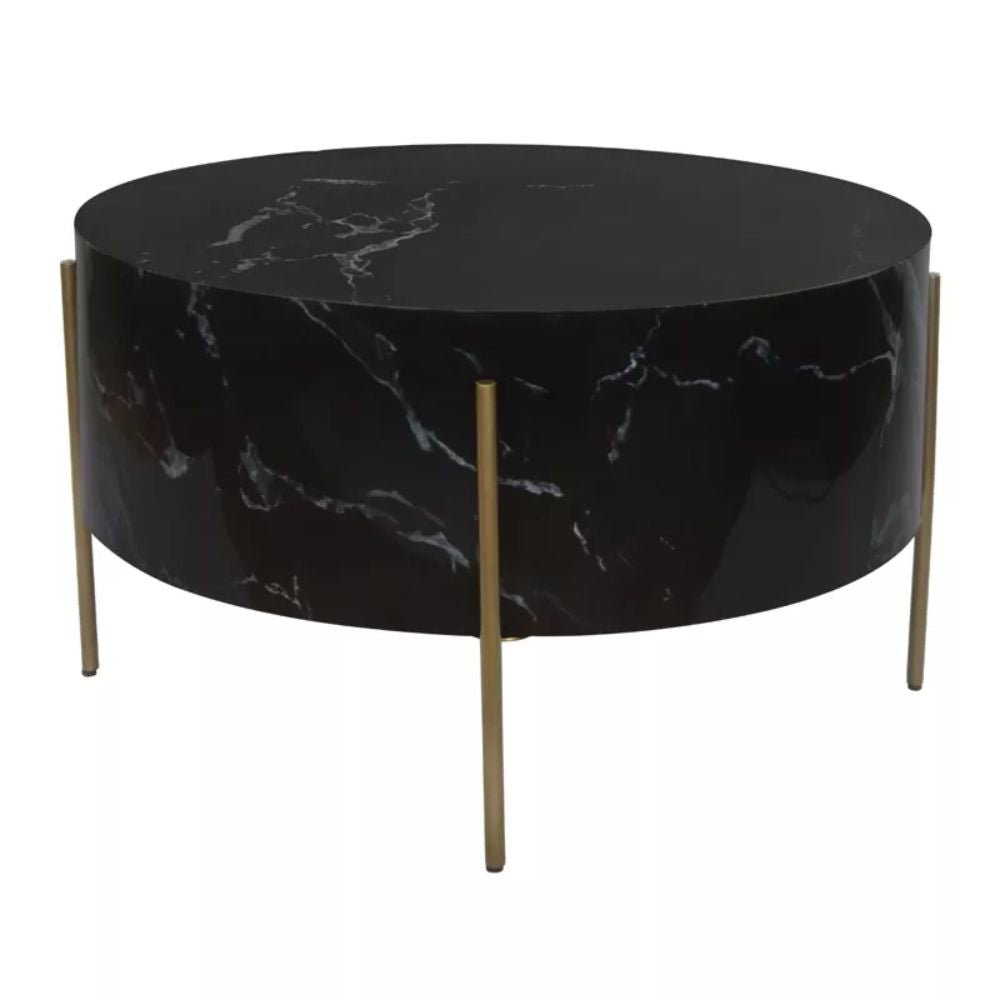 MESA DE CENTRO NOGAL BEAT FERRIER | Mesa de Centro Ocasional para Sala | 44 cm | Estructura Hierro Bronce | Negro | MDF | Interior - 109089 - Zuo - NOGAL BEAT - Mesas