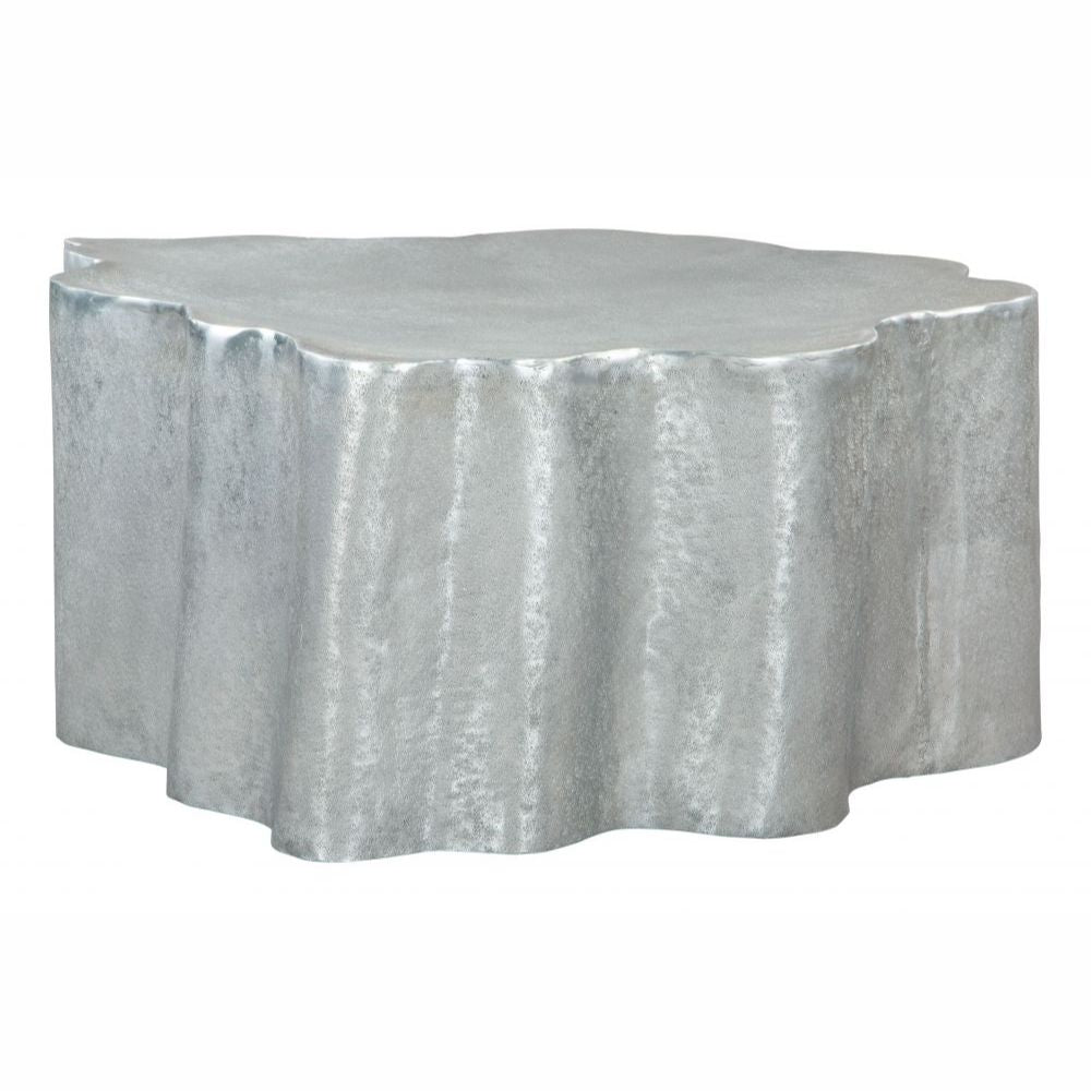 MESA DE CENTRO NOGAL BEAT KORTHA | Mesa de Centro Ocasional para Sala | 40 cm | Plata | Aluminio con Recubrimiento en Polvo | Interior - 109462 - Zuo - NOGAL BEAT - Mesas