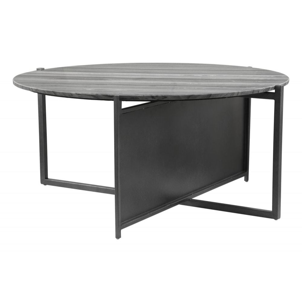 MESA DE CENTRO NOGAL BEAT MCBRIDE | Mesa de Centro Ocasional para Sala | 41 cm | Estructura Hierro Negro | Gris | Mármol MDF | Interior - 102019 - Zuo - NOGAL BEAT -