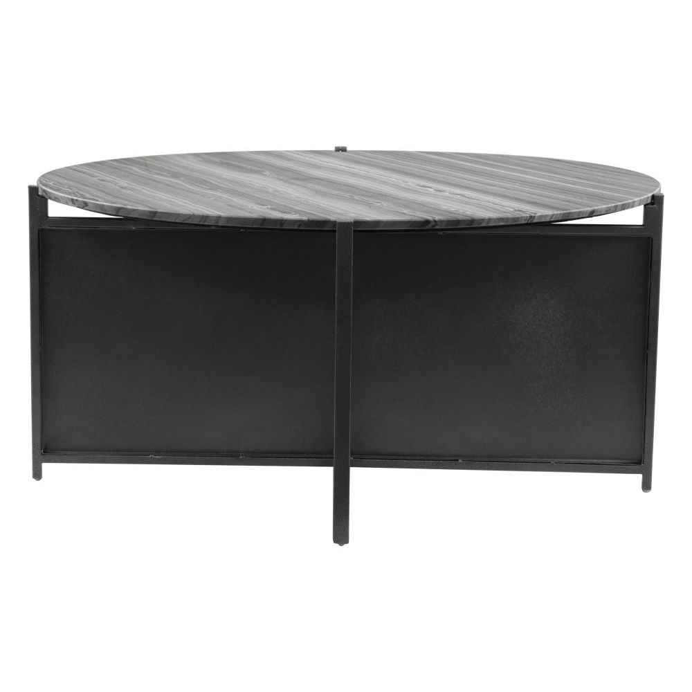 MESA DE CENTRO NOGAL BEAT MCBRIDE | Mesa de Centro Ocasional para Sala | 41 cm | Estructura Hierro Negro | Gris | Mármol MDF | Interior - 102019 - Zuo - NOGAL BEAT -