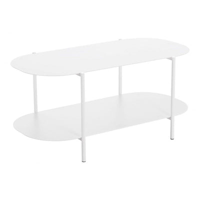 MESA DE CENTRO NOGAL BEAT PULLMAN | Mesa de Centro para Sala de Estar Hogar | 46 cm | Base 4 Puntas | Blanco | Acero con Recubrimiento en Polvo | Interior - 109432 - Zuo - NOGAL BEAT - Mesas