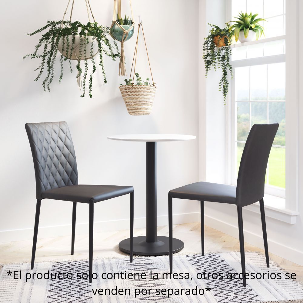 MESA NOGAL BEAT BISTRO | Mesa Moderna para Restaurante | 75 cm | Estructura Acero Negro | Blanco | MDF Pintado | Interior - 101569 - Zuo - NOGAL BEAT - Mesas