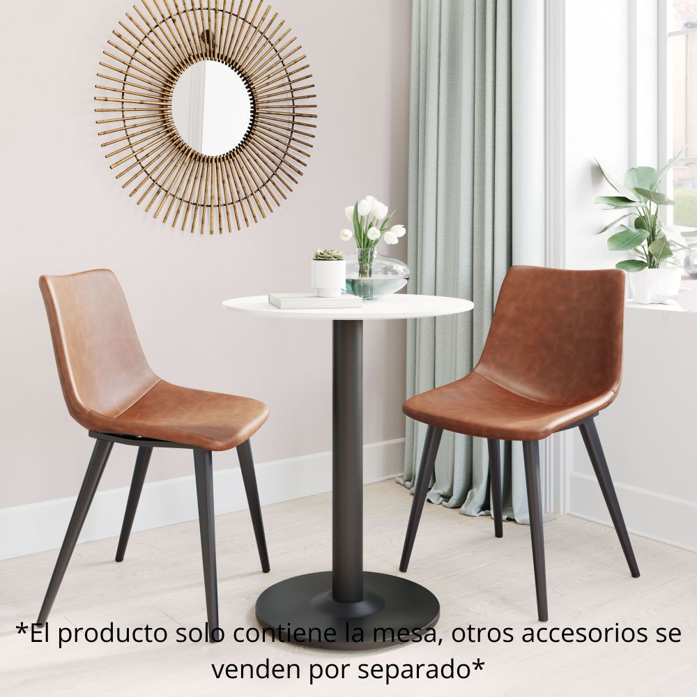 MESA NOGAL BEAT BISTRO | Mesa Moderna para Restaurante | 75 cm | Estructura Acero Negro | Blanco | MDF Pintado | Interior - 101569 - Zuo - NOGAL BEAT - Mesas