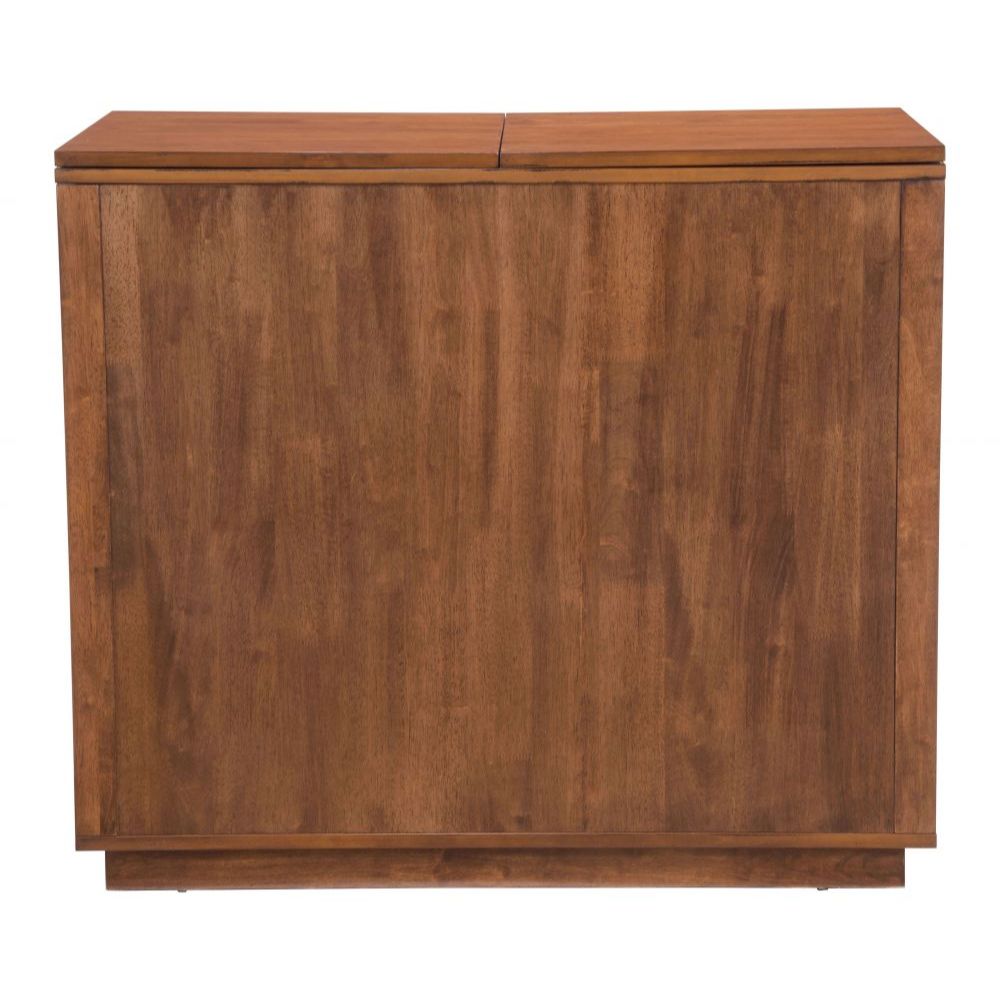 MUEBLE BAR NOGAL BEAT LINEA | Mueble Bar Nogal para Botellas y Copas | 2 Puertas 2 Cajones | Madera de Caucho Chapada en Nogal MDF | Interior - 100670 - Zuo - NOGAL BEAT - Credenza