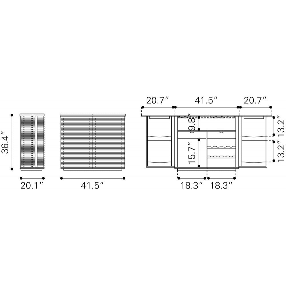 MUEBLE BAR NOGAL BEAT LINEA | Mueble Bar Nogal para Botellas y Copas | 2 Puertas 2 Cajones | Madera de Caucho Chapada en Nogal MDF | Interior - 100670 - Zuo - NOGAL BEAT - Credenza