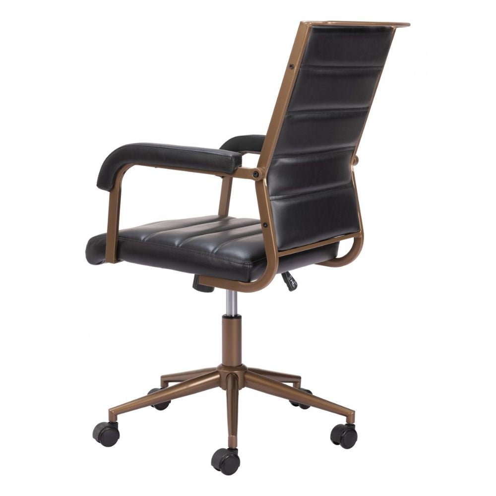 NOGAL BEAT AUCTION | Silla de Oficina | Base Estrella con Rodajas | Vintage Negro | Piel Sintética 100% Poliuretano Contrachapada | Interior - 109021 - Zuo - NOGAL BEAT -