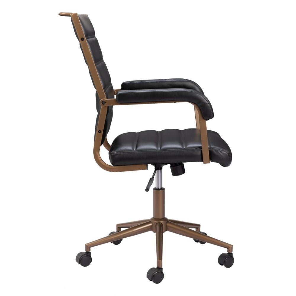 NOGAL BEAT AUCTION | Silla de Oficina | Base Estrella con Rodajas | Vintage Negro | Piel Sintética 100% Poliuretano Contrachapada | Interior - 109021 - Zuo - NOGAL BEAT -