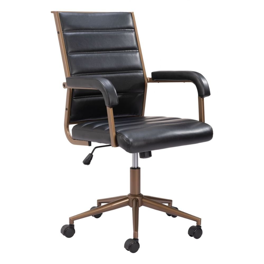 NOGAL BEAT AUCTION | Silla de Oficina | Base Estrella con Rodajas | Vintage Negro | Piel Sintética 100% Poliuretano Contrachapada | Interior - 109021 - Zuo - NOGAL BEAT -