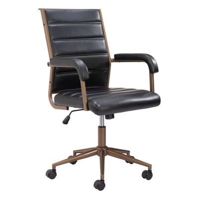NOGAL BEAT AUCTION | Silla de Oficina | Base Estrella con Rodajas | Vintage Negro | Piel Sintética 100% Poliuretano Contrachapada | Interior - 109021 - Zuo - NOGAL BEAT -