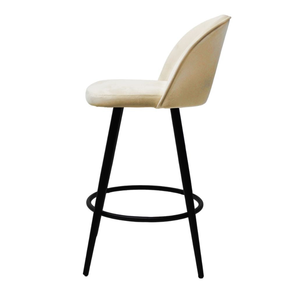 Nogal Beat Avila Banco Alto Tapizado Tela Tipo Terciopelo Uso Interior Diseño Nordico - BANC0903741 - Mundo In - NOGAL BEAT - Bancos