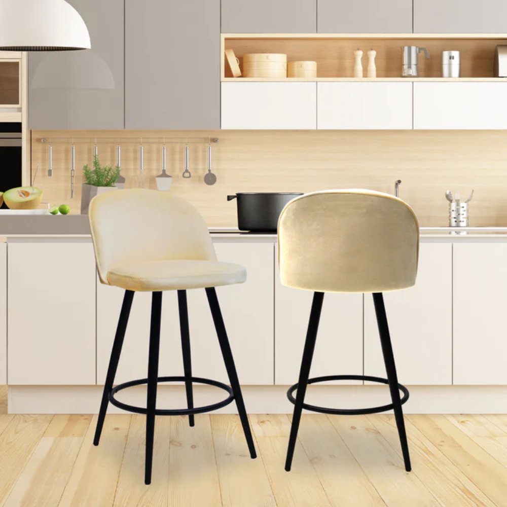 Nogal Beat Avila Banco Alto Tapizado Tela Tipo Terciopelo Uso Interior Diseño Nordico - BANC0903741 - Mundo In - NOGAL BEAT - Bancos