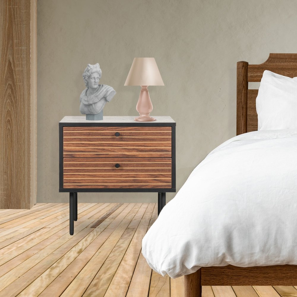 2 Mesitas De Noche Mesa Moderna Mueble Para Cuarto Dormitorio Con Cajones  NUEVO
