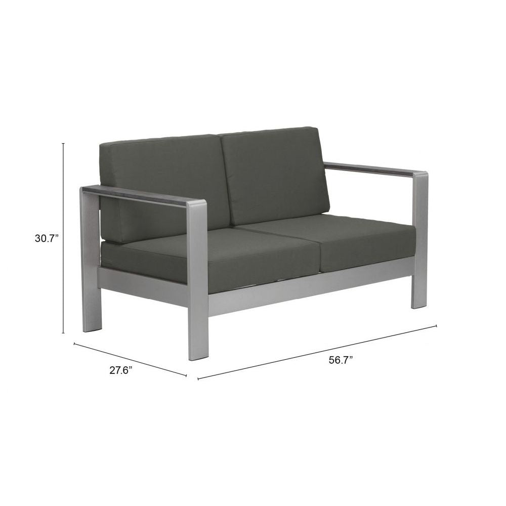 NOGAL BEAT COSMOPOLITAN | Sofa Terraza Aire Libre | Marco en Aluminio | Gris Obscuro | Polietileno Imitacion Madera | Exterior - 703986 - Zuo - NOGAL BEAT -