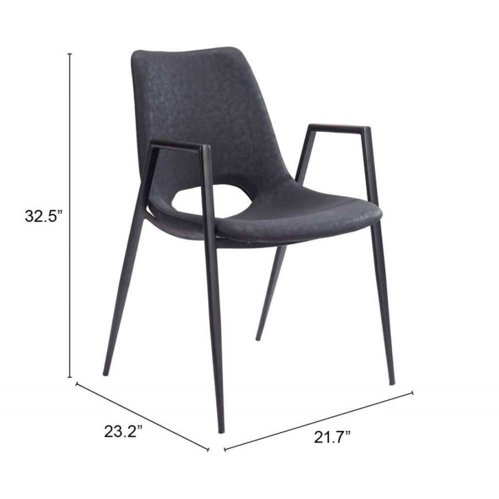 NOGAL BEAT DESI | Silla para Comedor Restaurante Cafeteria | Base Negra | Asiento Disponible en Varios Colores | Piel Sintetica | Interior - 109534 - Zuo - NOGAL BEAT -