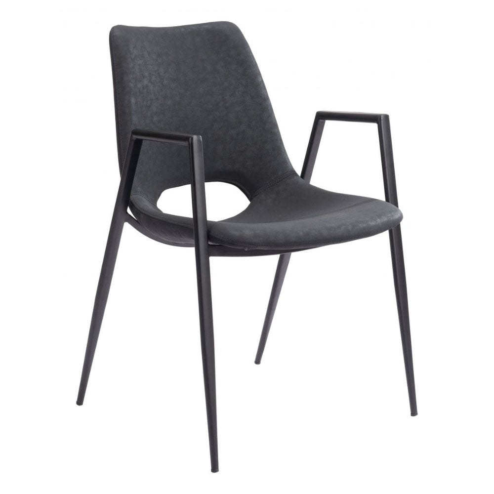 NOGAL BEAT DESI | Silla para Comedor Restaurante Cafeteria | Base Negra | Asiento Disponible en Varios Colores | Piel Sintetica | Interior - 109534 - Zuo - NOGAL BEAT -