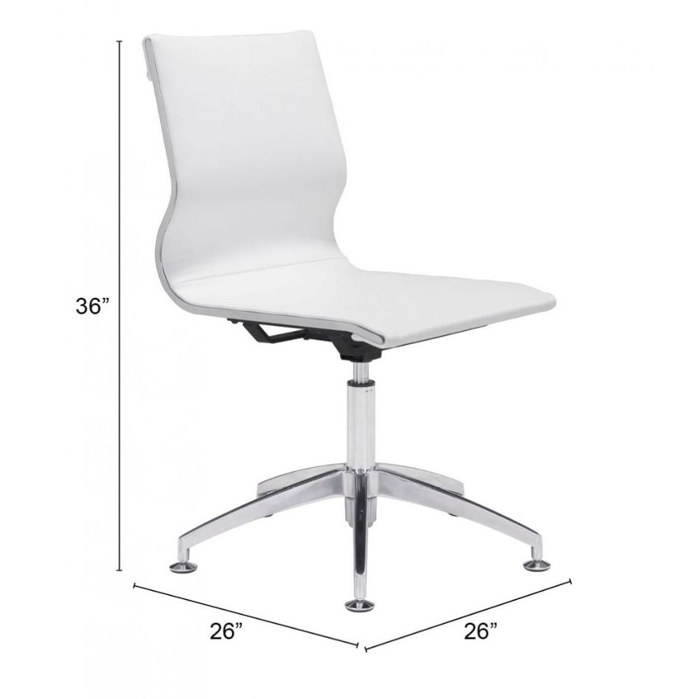 NOGAL BEAT GLIDER | Silla de Oficina para Conferencias | Base Estrella | Blanco | Piel Sintética 100% Poliuretano | Interior - 100378 - Zuo - NOGAL BEAT -