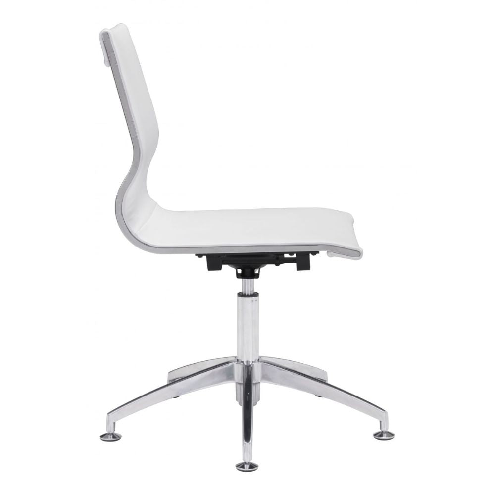 NOGAL BEAT GLIDER | Silla de Oficina para Conferencias | Base Estrella | Blanco | Piel Sintética 100% Poliuretano | Interior - 100378 - Zuo - NOGAL BEAT -