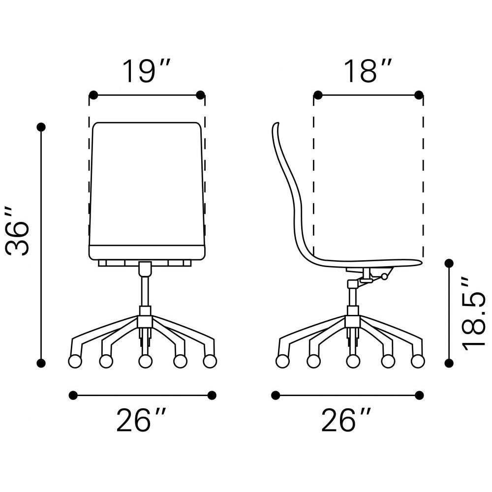 NOGAL BEAT GLIDER | Silla de Oficina para Conferencias | Base Estrella | Gris Pardo Marrón | Piel Sintética 100% Poliuretano | Interior - 100379 - Zuo - NOGAL BEAT -