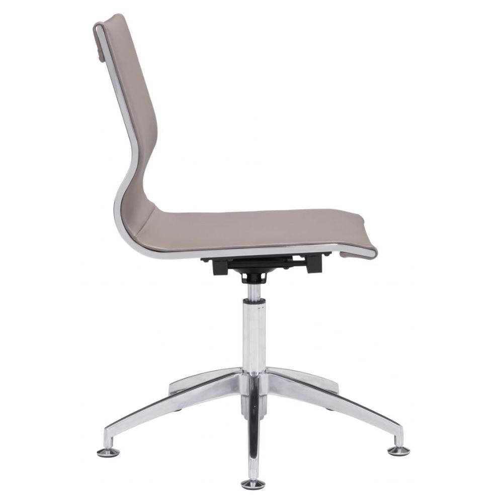 NOGAL BEAT GLIDER | Silla de Oficina para Conferencias | Base Estrella | Gris Pardo Marrón | Piel Sintética 100% Poliuretano | Interior - 100379 - Zuo - NOGAL BEAT -