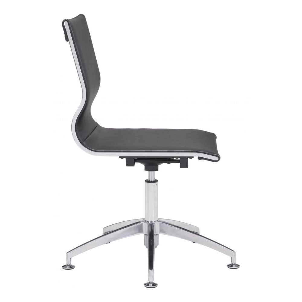 NOGAL BEAT GLIDER | Silla de Oficina para Conferencias | Base Estrella | Negro | Piel Sintética 100% Poliuretano | Interior - 100377 - Zuo - NOGAL BEAT -