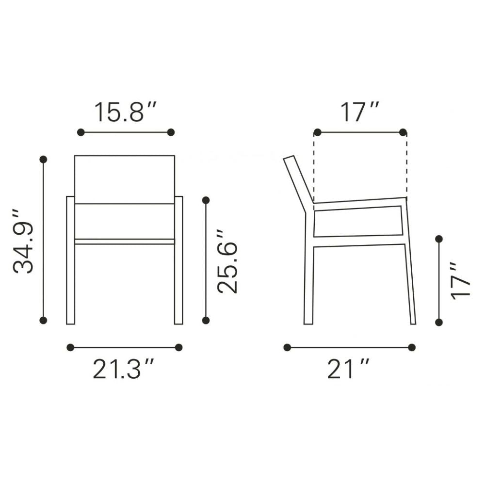 Nogal Beat METROPOLITAN Silla de Comedor Apilable Gris y Plata - 701865 - Zuo - NOGAL BEAT -