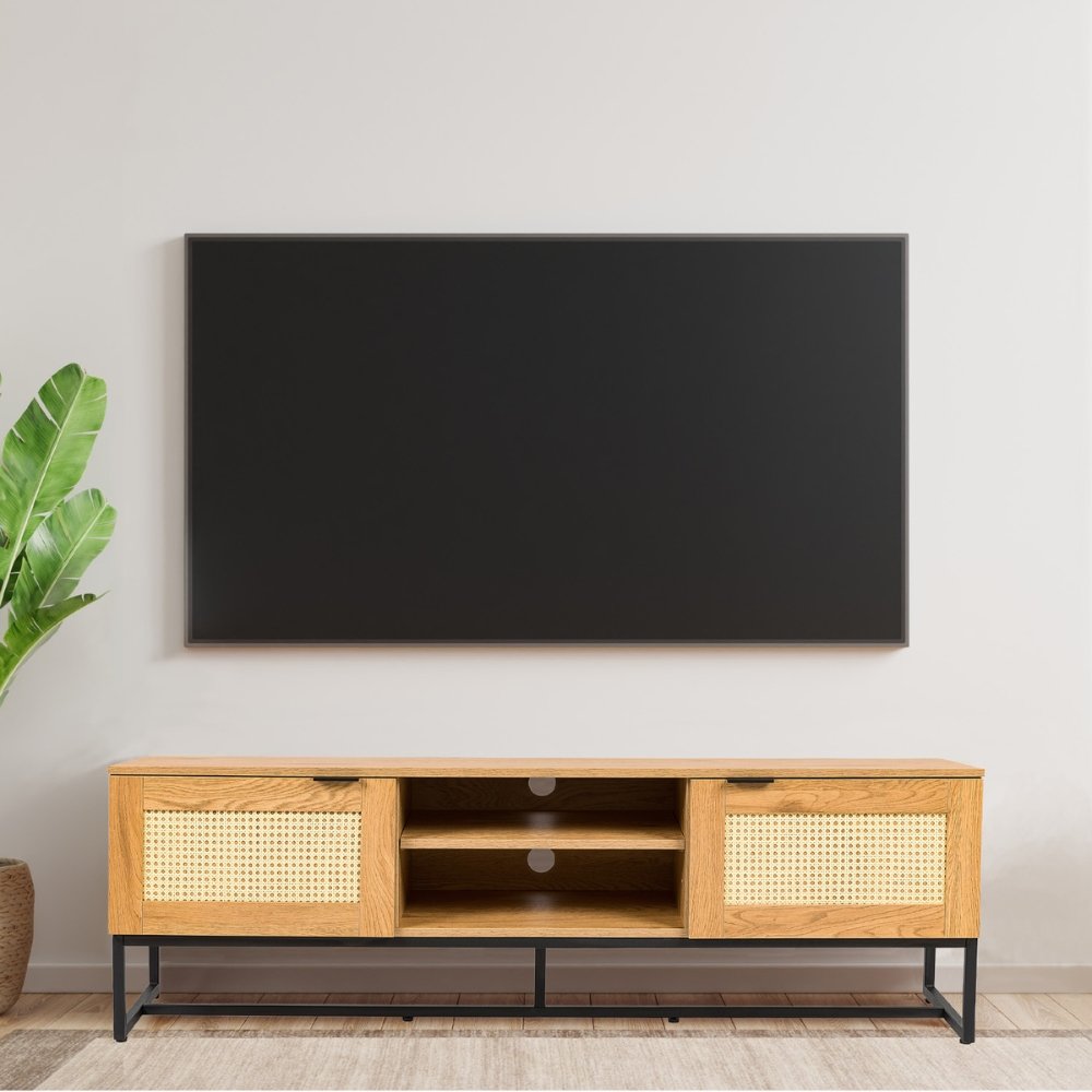 Mueble TV de madera maciza y chapa de roble DS340LNN - Dstilo