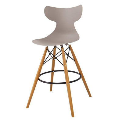 Offiho Lagoon Banco Alto Whale Barstool Ohv-7065G Polipropileno Patas Madera Con Descansapies Uso Interior - OHV-7065G - OFFIHO LG - NOGAL BEAT - Bancos