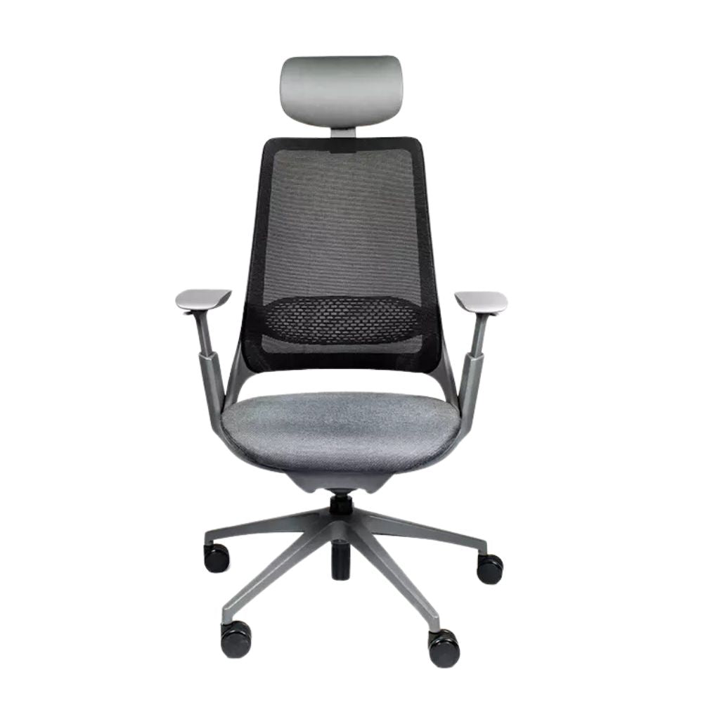 REQUIEZ AVA | Silla Reclinable Ejecutiva de Oficina | Base Estrella con Rodajas | Gris | Nylon con Cubierta de Poliuretano | Interior - RE-1830/GR-Cabecera - Requiez - NOGAL BEAT -