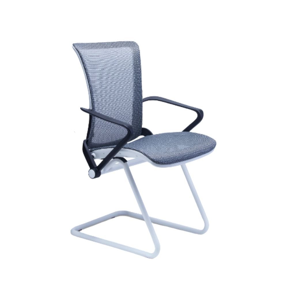 Requiez Sillon Visitante Staff RM-9017 Mesh Gris Base Trineo Acero Tubular Blanco - RM-9017 - Requiez - NOGAL BEAT -