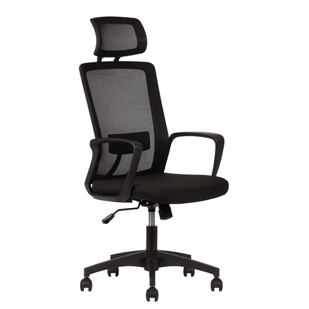 Silla De Oficina Ejecutiva Soporte Lumbar - TECHNO PLAY RESPALDO ALTO - Negro - Respaldo y Asiento Tapizado - PLAY RESPALDO ALTO Negro - Techno - NOGAL BEAT - 