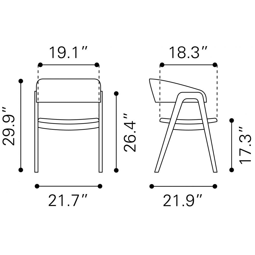 SILLA NOGAL BEAT ALDEN | Silla Ocasional de Comedor | Base Madera de Caucho Nogal | Gris | Poli Lino 100% Poliéster | Interior - 100977 - Zuo - NOGAL BEAT -