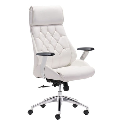 SILLA NOGAL BEAT BOUTIQUE | Silla de Oficina Moderna Gerencial | Base Estrella con Rodajas | Blanco | Piel sintética 100% Poliuretano | Interior - 205891 - Zuo - NOGAL BEAT -