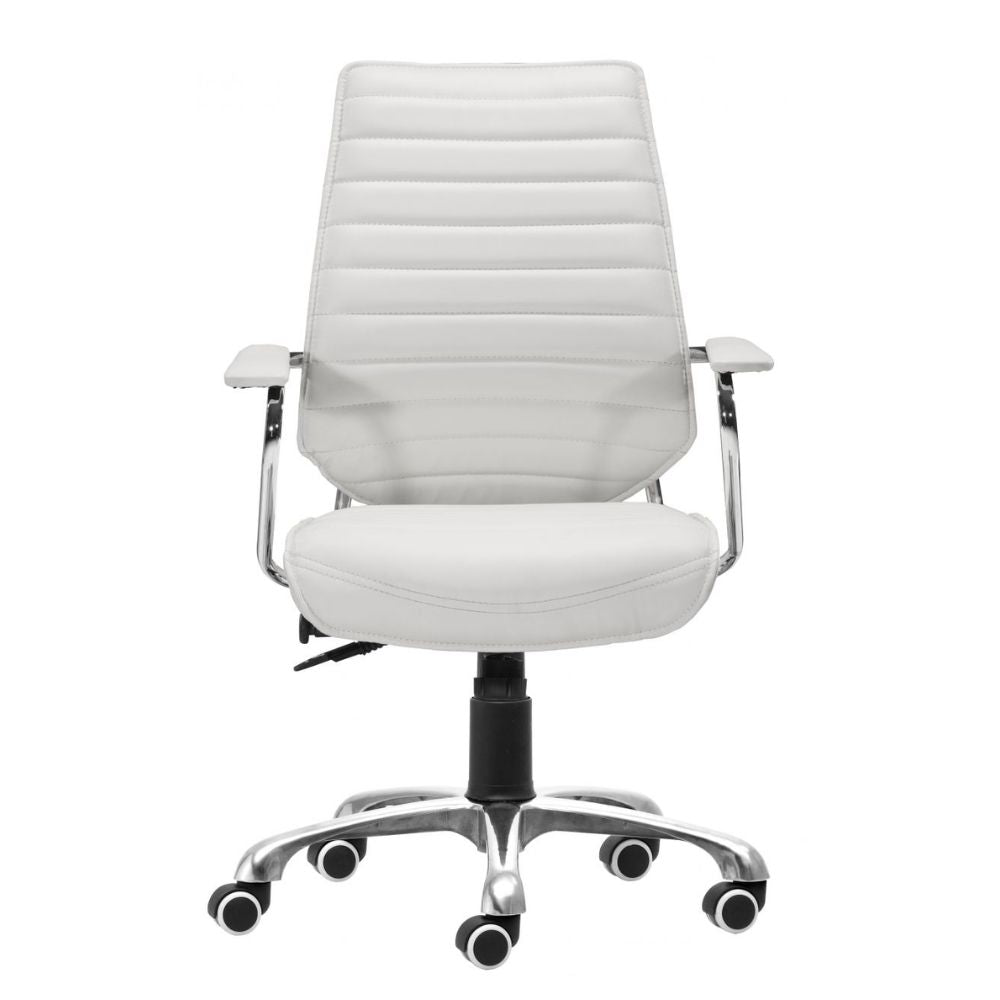 SILLA NOGAL BEAT ENTERPRISE | Silla de Oficina Moderna Gerencial | Base Estrella con Rodajas | Blanco | Piel sintética 100% Poliuretano | Interior - 205165 - Zuo - NOGAL BEAT -