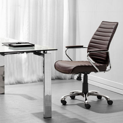 SILLA NOGAL BEAT ENTERPRISE | Silla de Oficina Moderna Gerencial | Base Estrella con Rodajas | Espresso | Piel sintética 100% Poliuretano | Interior - 205166 - Zuo - NOGAL BEAT -