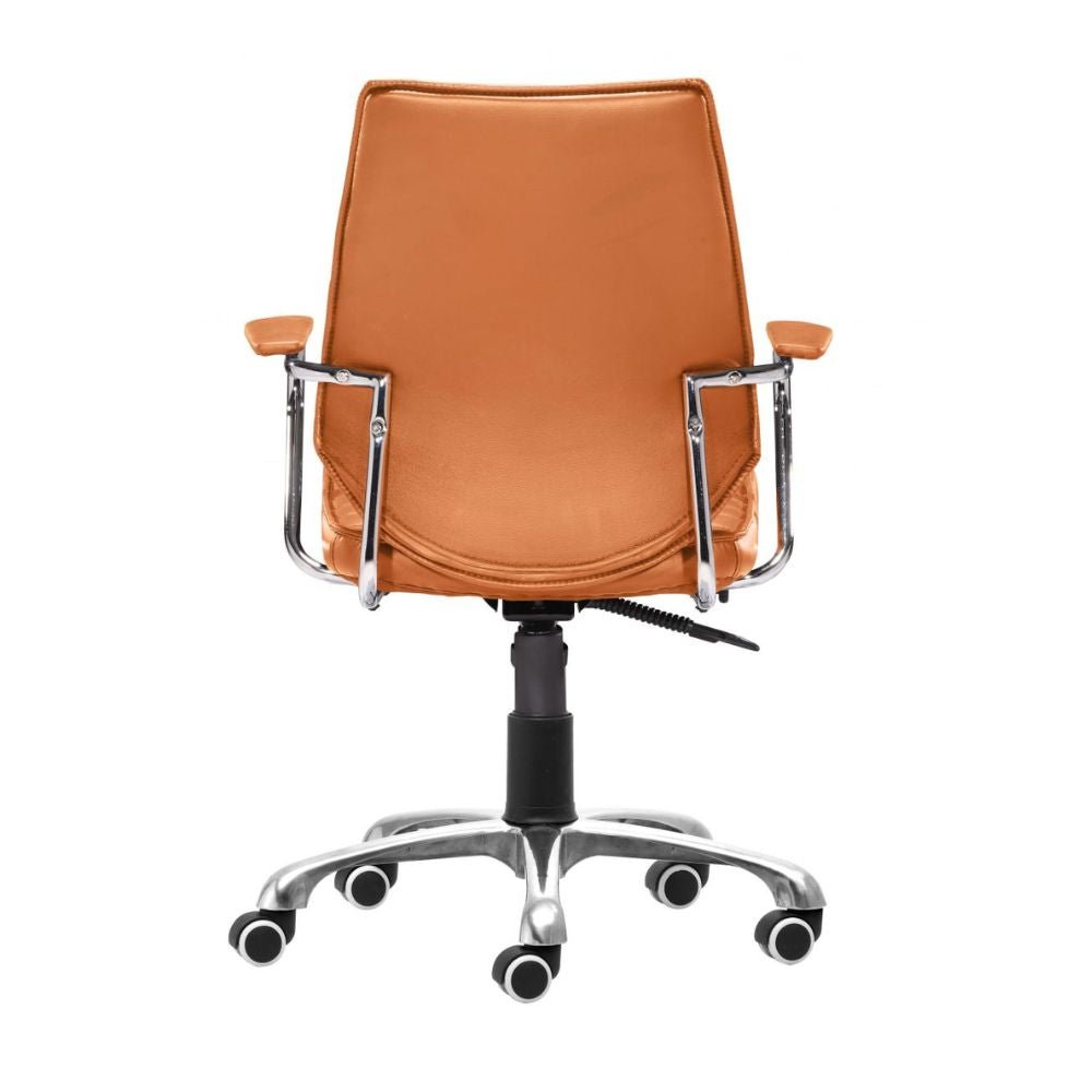 SILLA NOGAL BEAT ENTERPRISE | Silla de Oficina Moderna Gerencial | Base Estrella con Rodajas | Naranja | Piel sintética 100% Poliuretano | Interior - 205167 - Zuo - NOGAL BEAT -