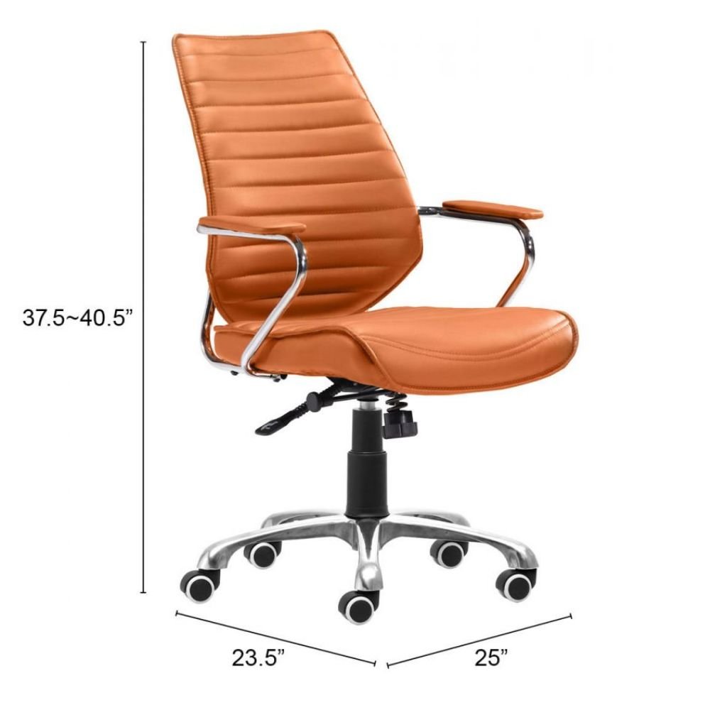 SILLA NOGAL BEAT ENTERPRISE | Silla de Oficina Moderna Gerencial | Base Estrella con Rodajas | Naranja | Piel sintética 100% Poliuretano | Interior - 205167 - Zuo - NOGAL BEAT -