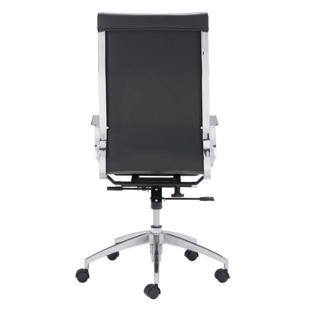 SILLA NOGAL BEAT GLIDER RESPALDO ALTO | Silla de Oficina para Empresa | Base Estrella con Rodajas | Negro | Piel Sintética 100% Poliuretano | Interior - 100371 - Zuo - NOGAL BEAT -