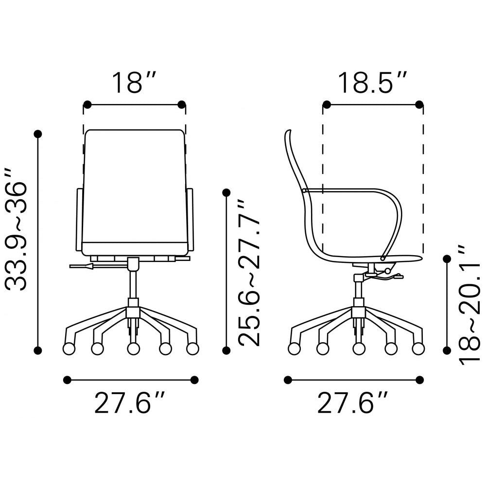 SILLA NOGAL BEAT GLIDER RESPALDO BAJO | Silla de Oficina para Empresa | Base Estrella con Rodajas | Gris | Piel Sintética 100% Poliuretano | Interior - 100835 - Zuo - NOGAL BEAT -