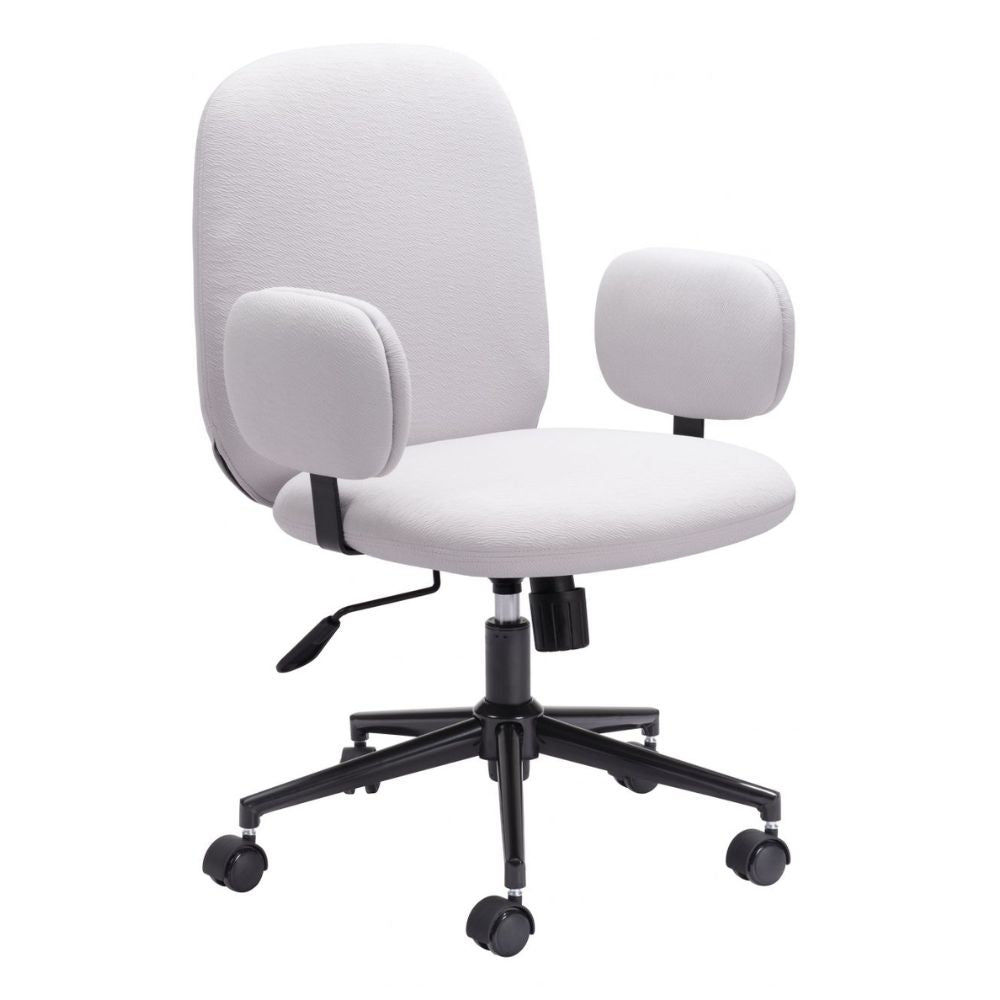 SILLA NOGAL BEAT LIONEL | Silla de Oficina Home Office | Base Estrella con Rodajas | Beige Blanco | Tejido 100% Poliéster | Interior - 109528 - Zuo - NOGAL BEAT -