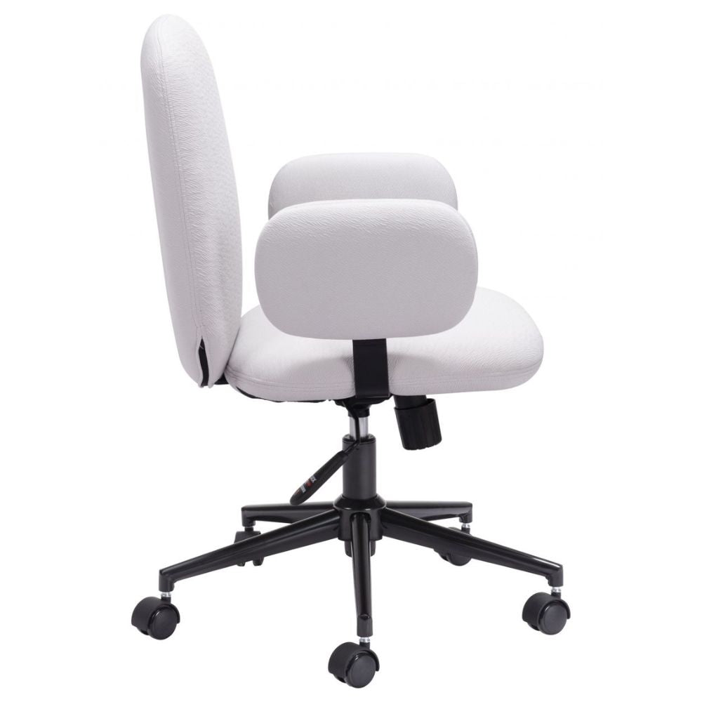 SILLA NOGAL BEAT LIONEL | Silla de Oficina Home Office | Base Estrella con Rodajas | Beige Blanco | Tejido 100% Poliéster | Interior - 109528 - Zuo - NOGAL BEAT -