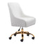 SILLA NOGAL BEAT MADELAINE | Silla de Oficina Decorativa | Base Estrella con Rodajas | Blanco | Piel Sintética 100% Poliuretano | Interior - 109489 - Zuo - NOGAL BEAT -