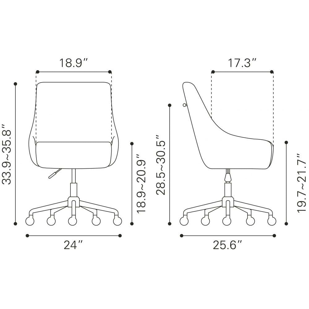 SILLA NOGAL BEAT MADELAINE | Silla de Oficina Decorativa | Base Estrella con Rodajas | Gris | Piel Sintética 100% Poliuretano | Interior - 109488 - Zuo - NOGAL BEAT -