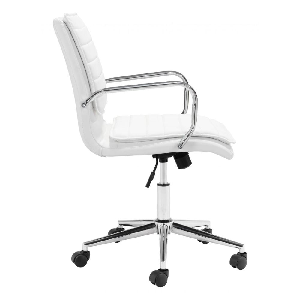 SILLA NOGAL BEAT PARTNER | Silla de Oficina para Empresa | Base Estrella con Rodajas | Blanco | Polipiel 100% Poliuretano | Interior - 109006 - Zuo - NOGAL BEAT -