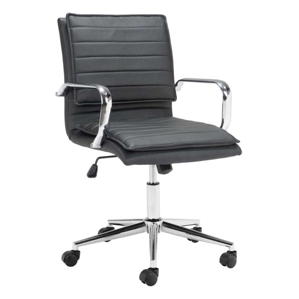 SILLA NOGAL BEAT PARTNER | Silla de Oficina para Empresa | Base Estrella con Rodajas | Negro | Polipiel 100% Poliuretano | Interior - 109005 - Zuo - NOGAL BEAT -