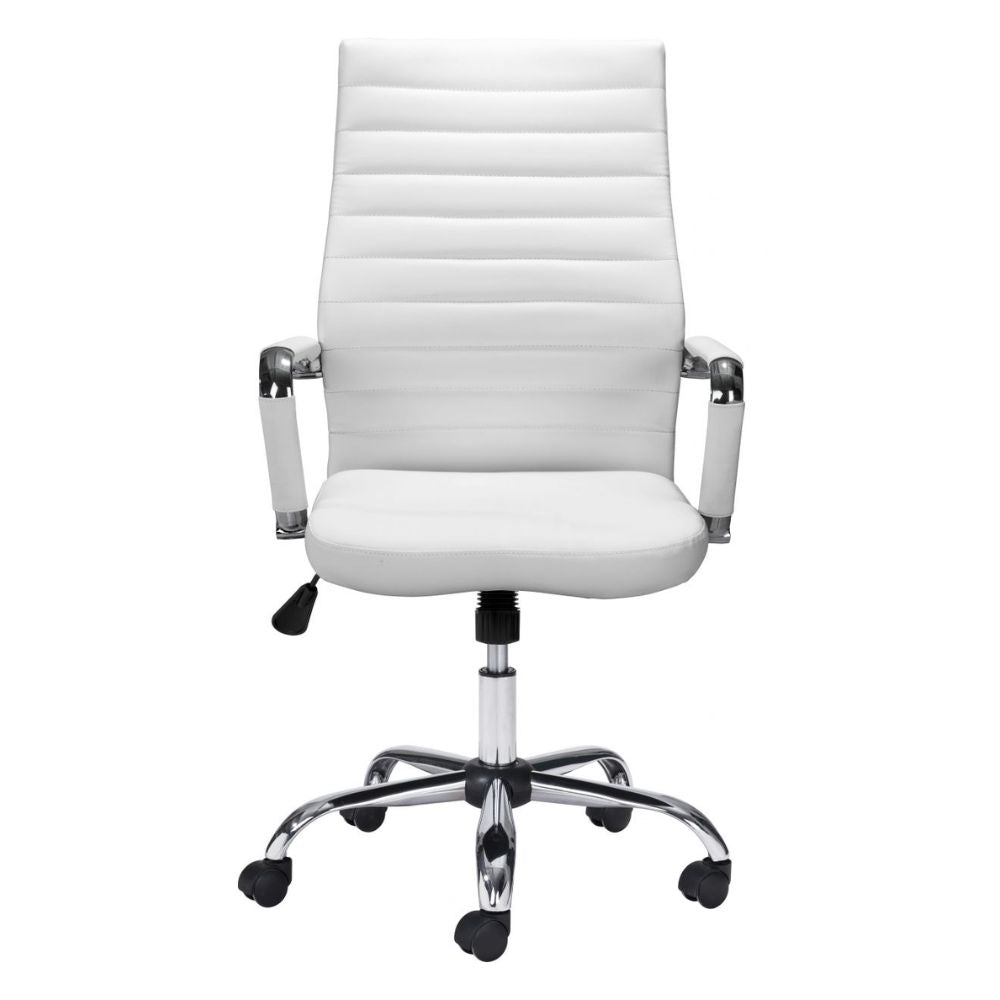 SILLA NOGAL BEAT PRIMERO | Silla de Oficina Moderna Ejecutiva | Base Estrella con Rodajas | Blanco | Polipiel 100% Poliuretano | Interior - 101822 - Zuo - NOGAL BEAT -