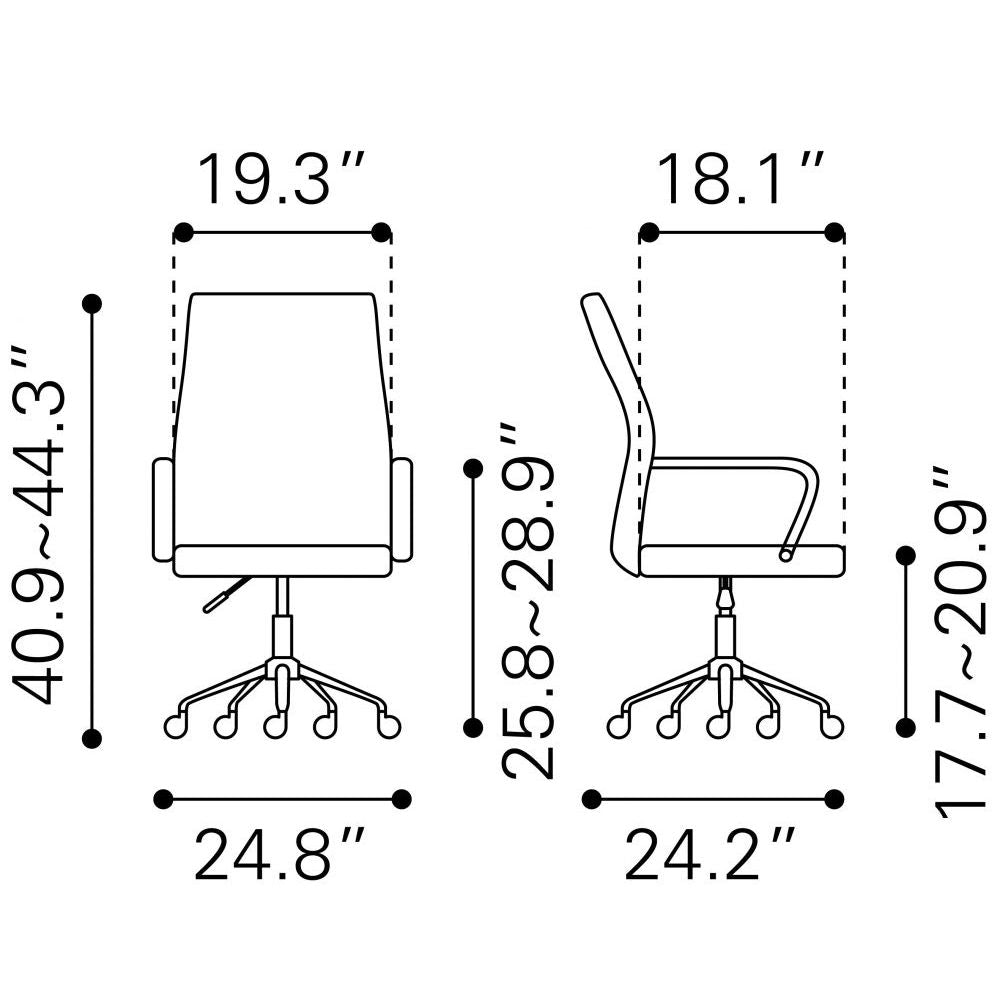 SILLA NOGAL BEAT PRIMERO | Silla de Oficina Moderna Ejecutiva | Base Estrella con Rodajas | Blanco | Polipiel 100% Poliuretano | Interior - 101822 - Zuo - NOGAL BEAT -