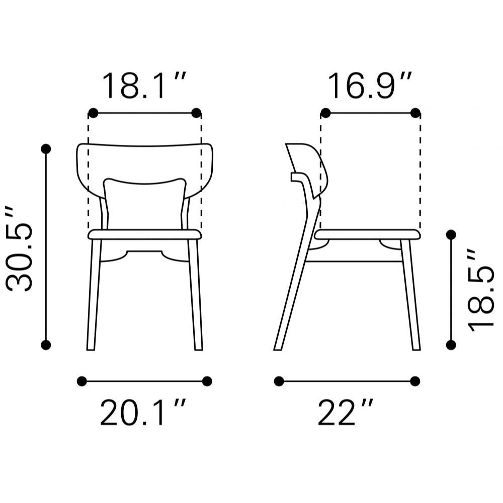 SILLA NOGAL BEAT RUSSELL | Silla Ocasional de Comedor | Base Madera de Caucho Nogal | Gris | Poli Lino 100% Poliéster | Interior - 100979 - Zuo - NOGAL BEAT - Sillas