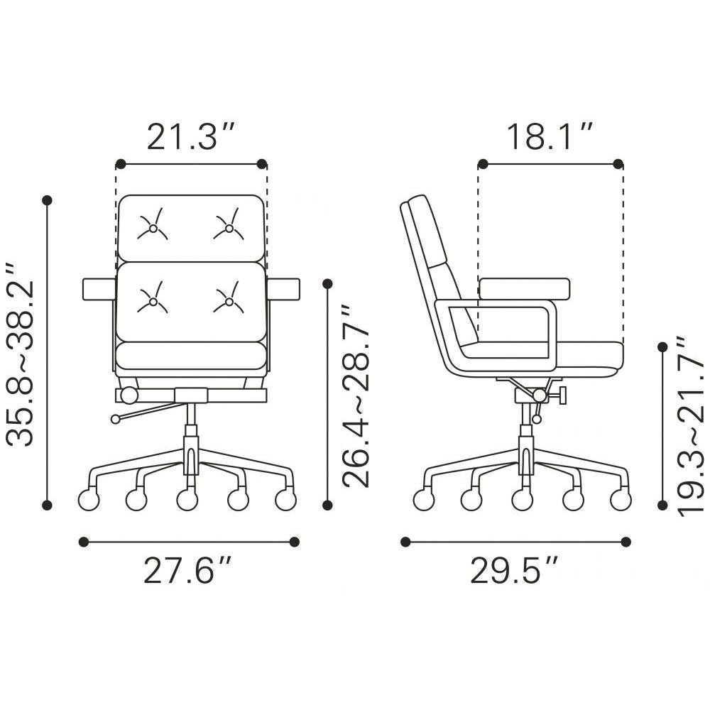 SILLA NOGAL BEAT SMITHS | Silla de Oficina Moderna | Base Estrella con Rodajas | Blanco | Piel Sintética 100% Poliuretano | Interior - 109470 - Zuo - NOGAL BEAT -