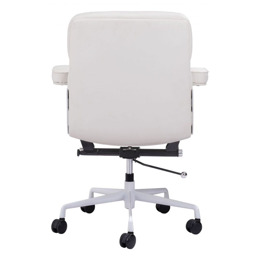 SILLA NOGAL BEAT SMITHS | Silla de Oficina Moderna | Base Estrella con Rodajas | Blanco | Piel Sintética 100% Poliuretano | Interior - 109470 - Zuo - NOGAL BEAT -