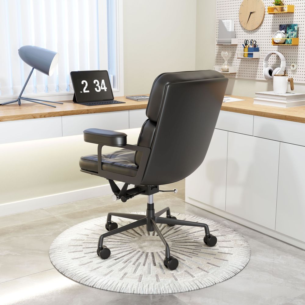 SILLA NOGAL BEAT SMITHS | Silla de Oficina Moderna | Base Estrella con Rodajas | Negro | Piel Sintética 100% Poliuretano | Interior - 109471 - Zuo - NOGAL BEAT -